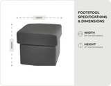 Veloura Grey Leather footstool measurements