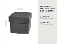 Veloura Grey Leather footstool measurements