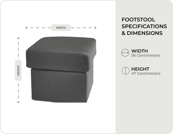 Veloura Grey Leather footstool measurements