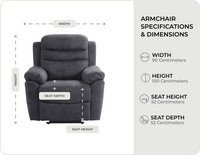 Bristol Grey Fabric Manual Recliner Armchair measurements