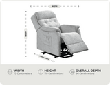 Oliver Light Grey Fabric Rise & Recline Mobility Chair measurements