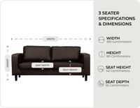 Box Brown  Leather 3 seater measurements