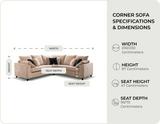 Euphoria Light Brown Corner Sofa measurements