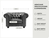 Windsor Classic Grey Leather Armchair measurements