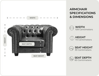 Windsor Classic Grey Leather Armchair measurements
