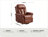 Derby Genuine Leather Tan Rise & Recline Mobility Chair measurements
