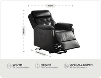 Oliver Genuine Leather Black Rise & Recline Mobility Chair measurements