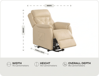 Oliver Genuine Leather Cream Rise & Recline Mobility Chair measurements