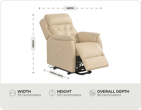 Oliver Genuine Leather Cream Rise & Recline Mobility Chair measurements