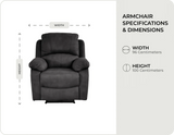 Serano Grey Fabric Armchair measurements