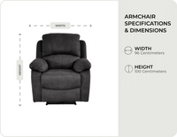 Serano Grey Fabric Armchair measurements