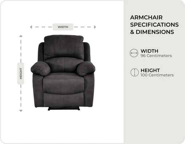 Serano Grey Fabric Armchair measurements
