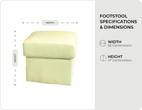 Veloura Cream  Leather footstool measurements