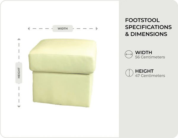 Veloura Cream  Leather footstool measurements