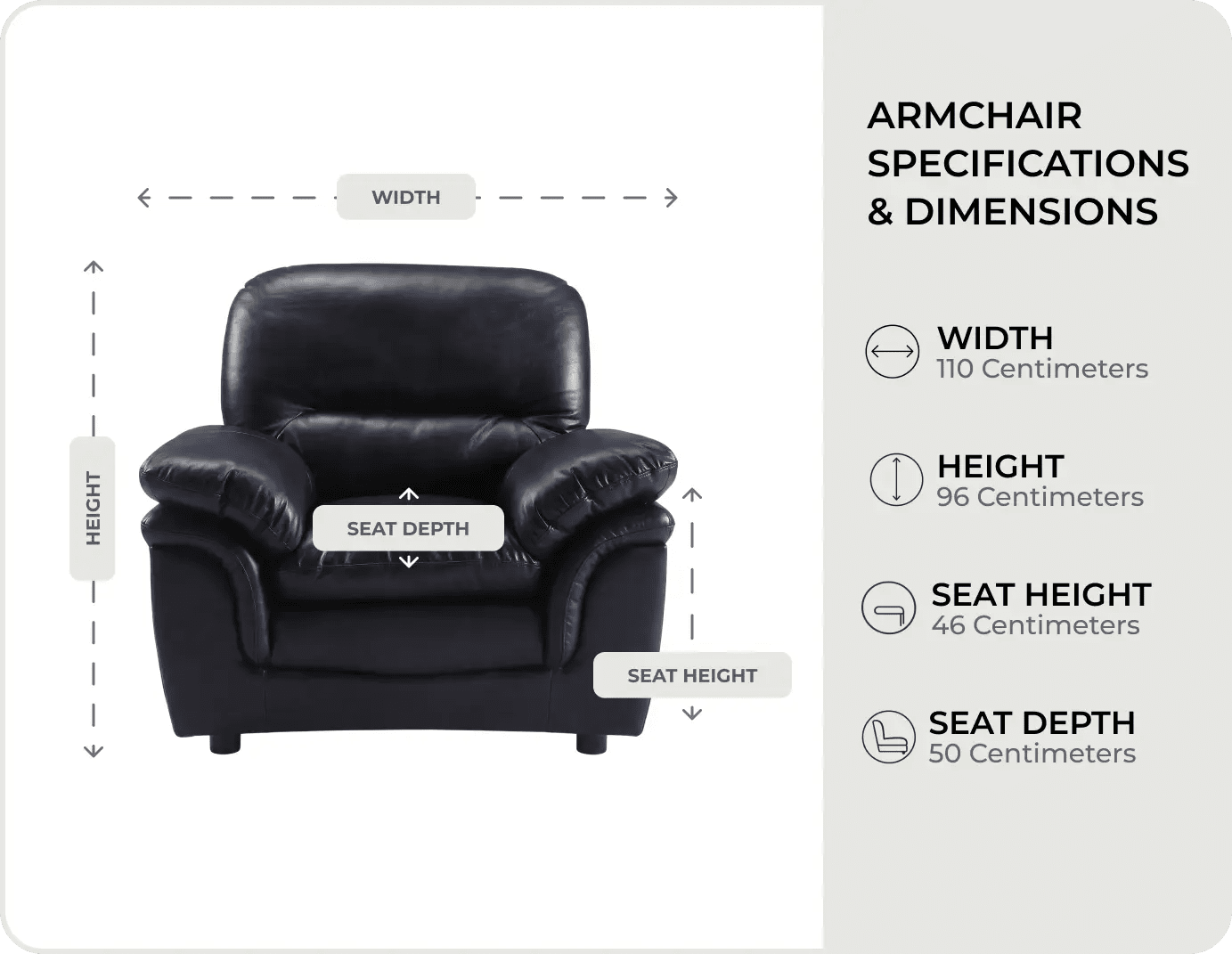 Florence Black  Leather Armchair