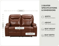 Cinemax Tan Electric 2 Seater Leather Recliner Sofa With Two Cup Holders