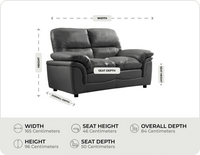 Florence Grey Leather 2 Seater Sofa measurement