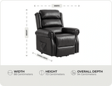 Cambridge Genuine Leather Black Rise & Recline Mobility Chair measurements