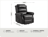 Cambridge Genuine Leather Black Rise & Recline Mobility Chair measurements