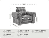 Florence Scatter Grey Fabric Armchair measurements