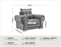 Florence Scatter Grey Fabric Armchair measurements