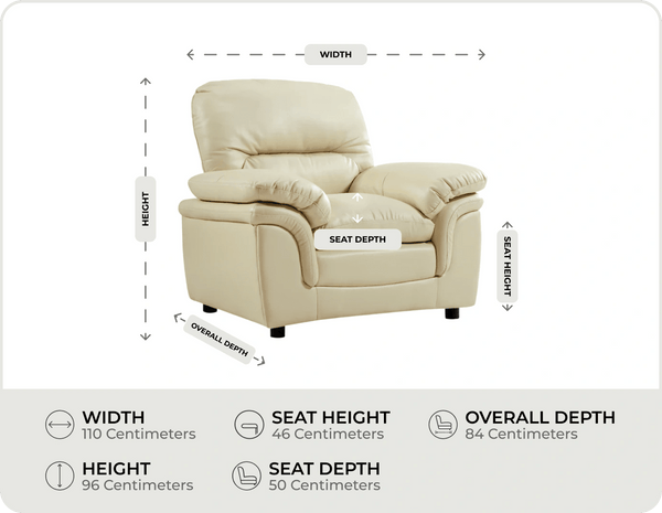 Florence Cream Leather Armchair Measurements