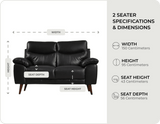 Ascot black Leather 2 seater measurements