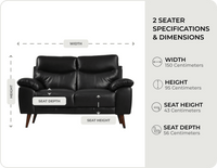 Ascot black Leather 2 seater measurements