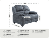 Veloura Roxy Grey Fabric 2 Seater Sofa measurement