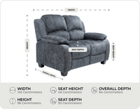 Veloura Roxy Grey Fabric 2 Seater Sofa measurement
