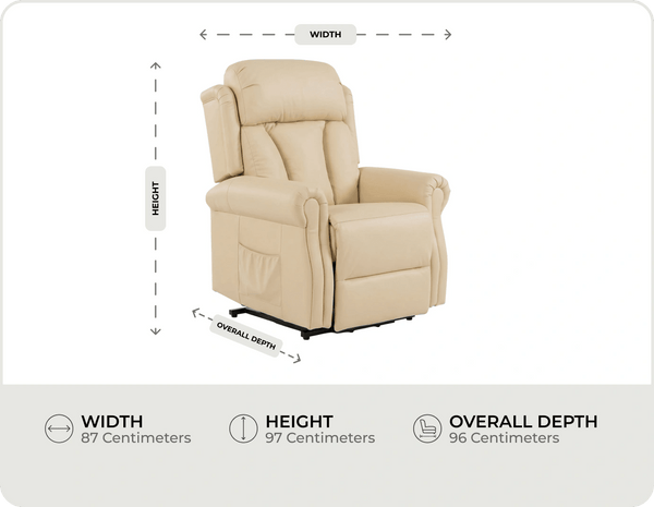 Derby Genuine Leather Cream Rise & Recline Mobility Chair measurements