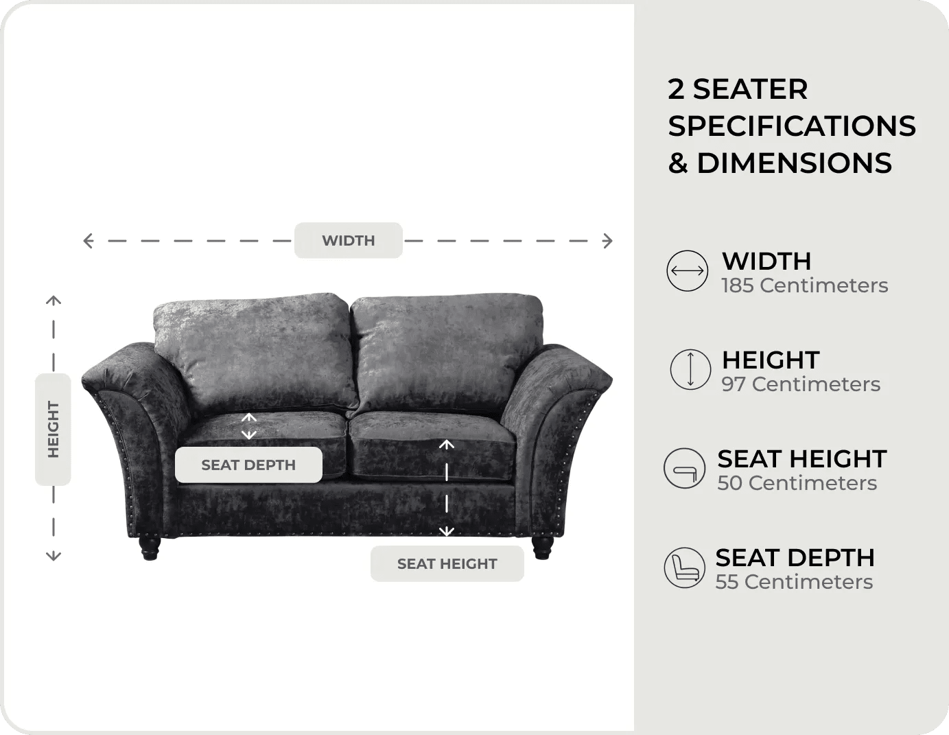 Cotswold Grey Fabric 2 Seater Sofa
