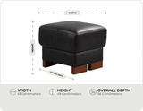 Dalmore Genuine Leather Black Footstool measurement 