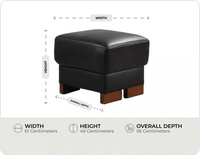 Dalmore Genuine Leather Black Footstool measurement 