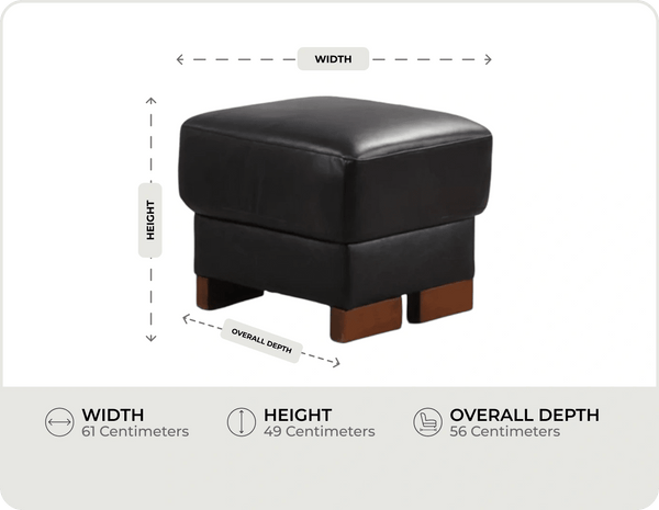 Dalmore Genuine Leather Black Footstool measurement 