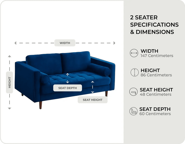 Scott Midnight Velvet 2 Seater Sofa