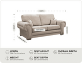 Florence High Back Cream Fabric 3 Seater Sofa Bed measurements