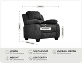Veloura Charcoal Fabric Armchair measurement
