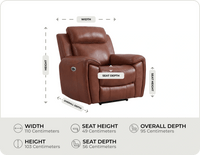 Leo Tan Genuine Leather Armchair with Electric Power Recliner 
measurements