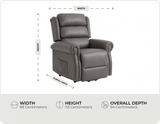 Cambridge Genuine Leather Grey Rise & Recline Mobility Chair measurements