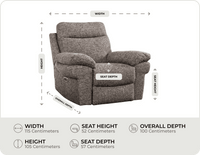 Lunaro Brown Fabric Electric Recliner Armchair measurements