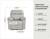 Milano Genuine Leather Light Grey Electric Power Recliner Armchair