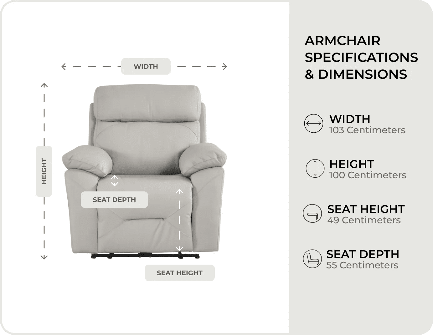 Milano Genuine Leather Light Grey Electric Power Recliner Armchair