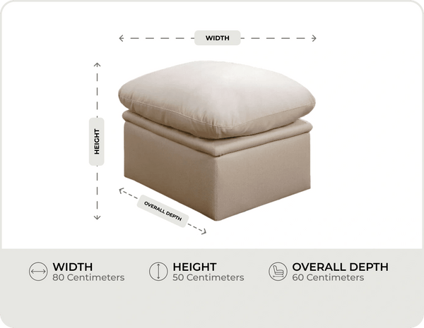 Florence Cream Leather Footstool measurement