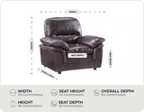 Florence Brown Leather Armchair measurement