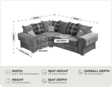 Florence Scatter Grey Fabric Left Corner Sofa measurements