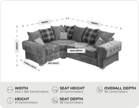 Florence Scatter Grey Fabric Left Corner Sofa measurements