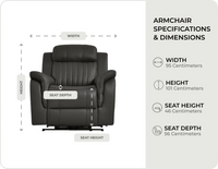 Martini Ascot Grey Leather Armchair measurements