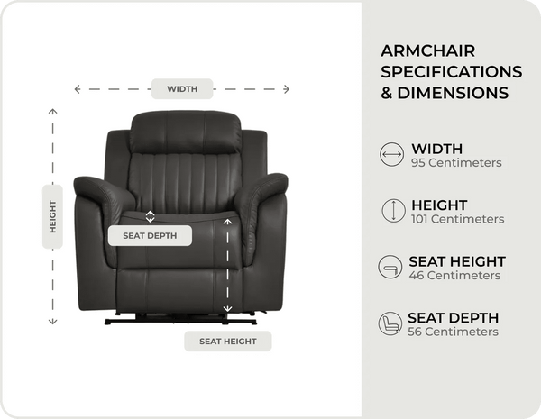 Martini Ascot Grey Leather Armchair measurements