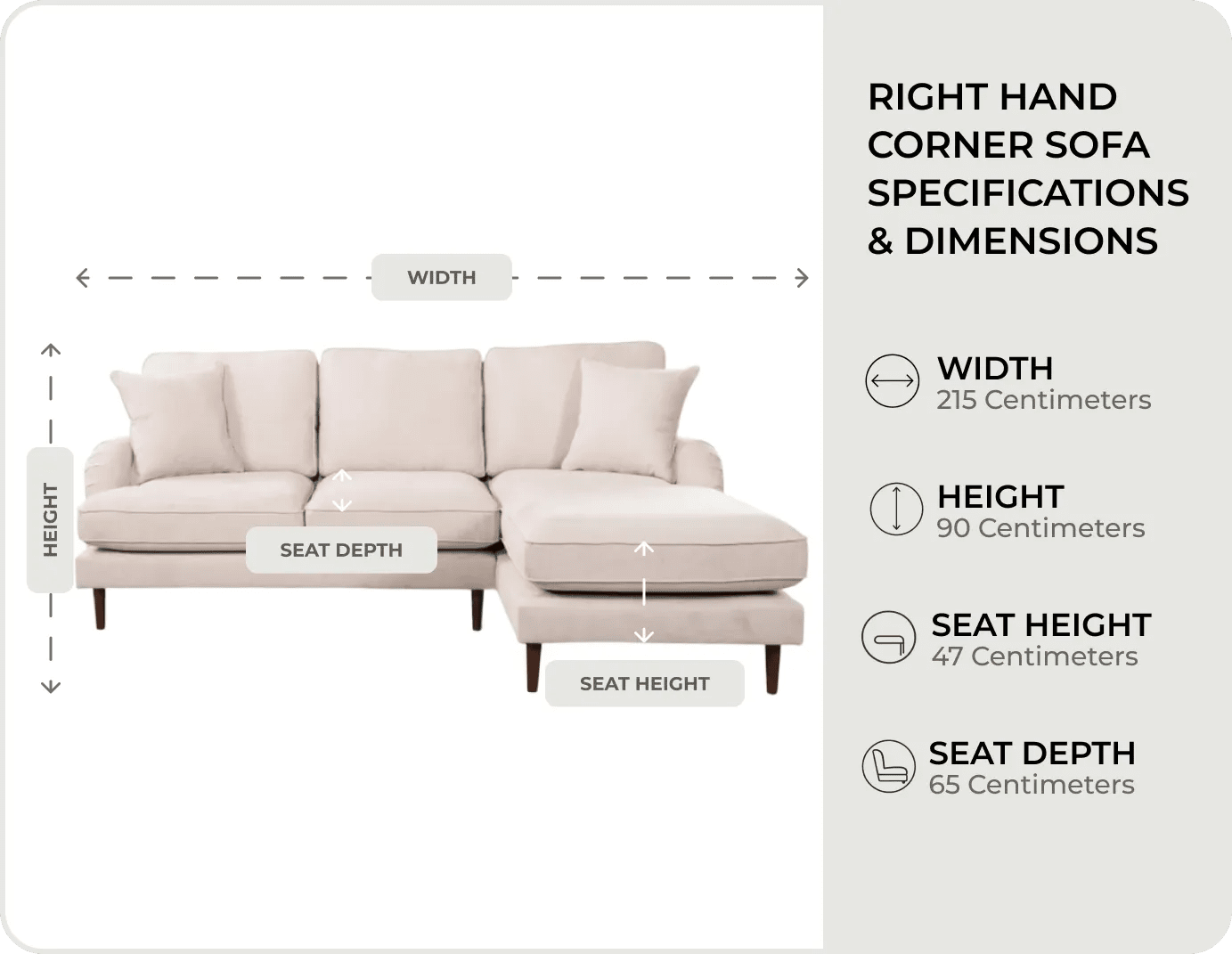 Durham Beige Fabric Right Hand Corner Sofa